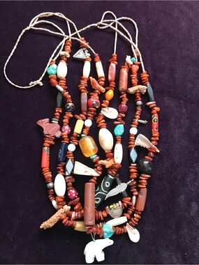 Santo Domingo Multi strand Vintage Fetish Coral Turquoise Necklace